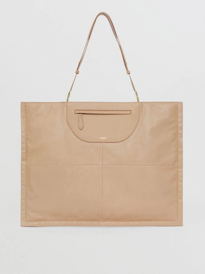 Burberry Medium Leather And Lambsk In Cool Beige