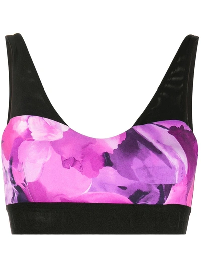 Marchesa Coco Floral-print Sports Bra In Raspberry Multi