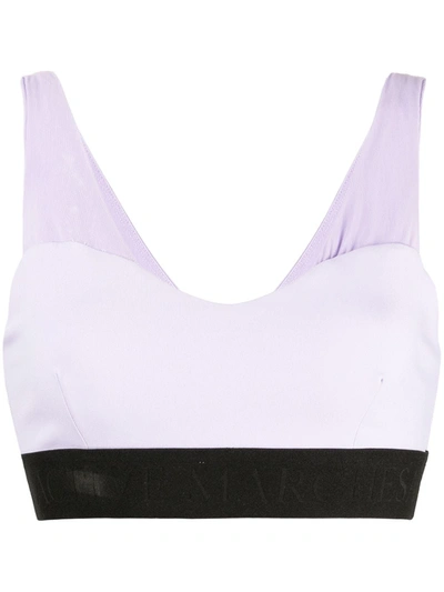 Marchesa Lace-up Detail Sports Bra In Lavender