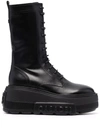 Casadei Lace-up Platform Boots In Black
