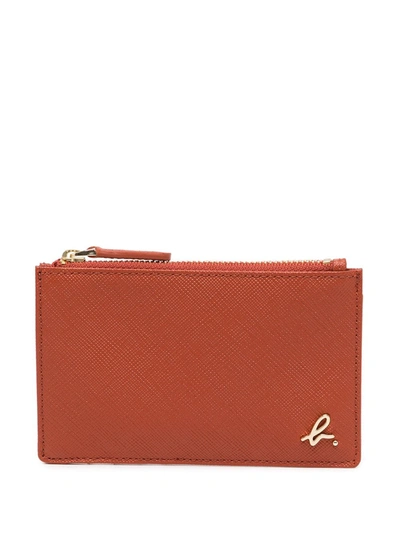 Agnès B. Zip-compartment Leather Wallet In Red