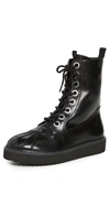 Tod's Martina Womens Patent Lace-up Combat Boots