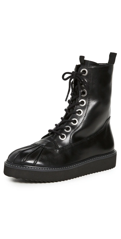 Tod's Martina Womens Patent Lace-up Combat Boots In Nero Scuri