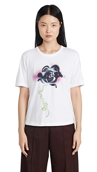 Marni Tie-back Signature Floral Print T-shirt In White,black,pink,green