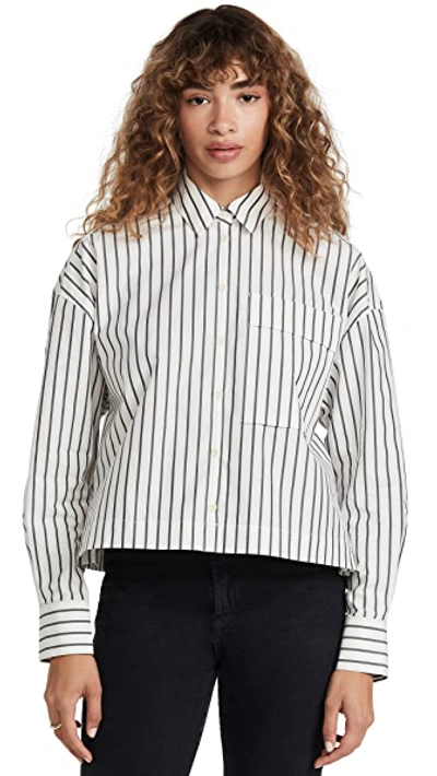 Proenza Schouler White Label Stripe Poplin Cropped Shirt