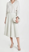 PROENZA SCHOULER WHITE LABEL FAUX LEATHER PLEATED SKIRT OFF WHITE,PSWLL30206