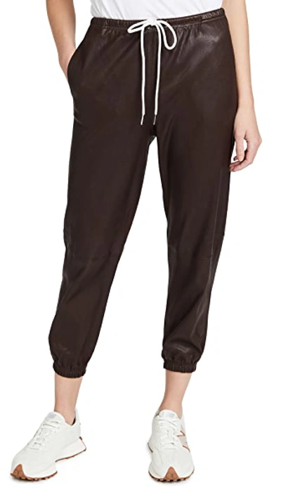 Sprwmn Leather Drawstring Joggers Dark Chocolate