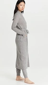 WHITE + WARREN CASHMERE LONG ROBE GREY HEATHER,WHITT30302