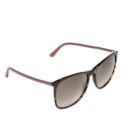 Pre-owned Gucci Brown Tortoise Acetate Gg3767/s Gradient Web Wayfarer Sunglasses