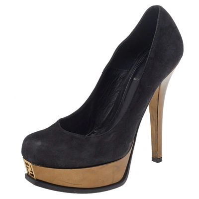 Pre-owned Fendi Sta Platform Pumps Size 40 In Black