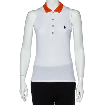 Pre-owned Ralph Lauren White Cotton Pique Sleeveless Polo T-shirt M