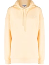 Ganni Logo-embroidered Oversized Hoodie In Yellow