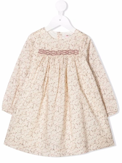 Bonpoint Babies' Floral Print Long-sleeve Blouse In Neutrals