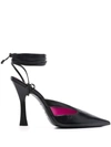 Attico Anais Cutout Leather Pumps In Black