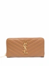 Saint Laurent Monogram Quilted Continental Wallet In Neutrals