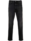 PALM ANGELS BLACK SIDE STRIPED SLIM-FIT JEANS,B89A03B7-9496-DC57-CDF3-DD6727D028F9