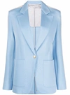Palm Angels Light Blue Side-stripe Buttoned Blazer In Blue