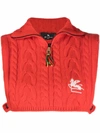 Etro Wool-cashmere Blend Cropped Cable-knit Vest In Red