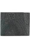 Etro Paisley Print Billfold Wallet In Grey