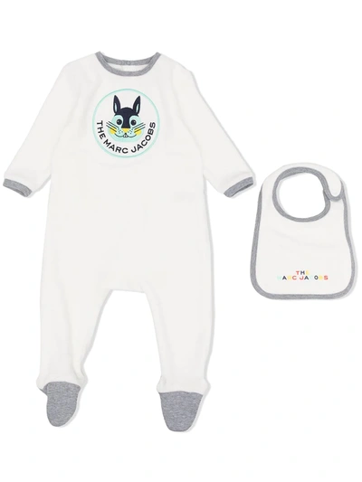 Marc Jacobs The Mascot-print Fleece Babygrow Set In White