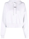 Msgm Logo-print Drawstring Hoodie In Gray