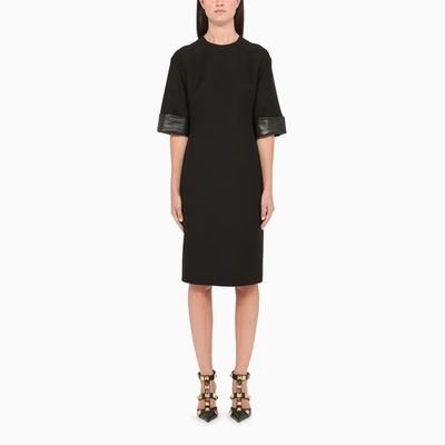 Valentino Black Wool Sheath Midi Dress