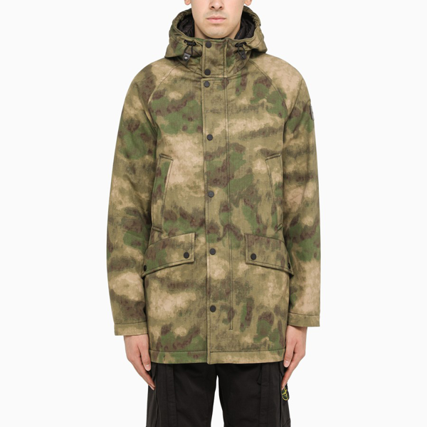 camouflage print hooded padded jacket