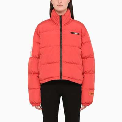 Heron Preston Logo-patch Cropped Puffer Jacket In Red