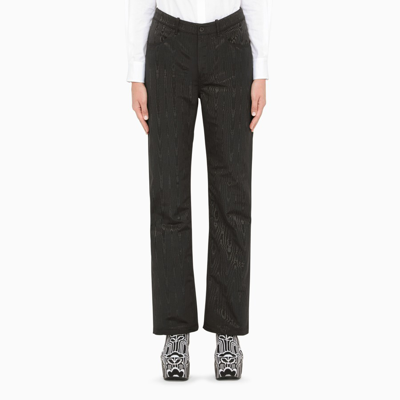 Marine Serre Black Straight Moire Trousers