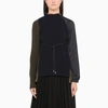 SACAI NAVY/KHAKI PATCHWORK TURTLE NECK TOP,21-05830WO-J-SACAI-212