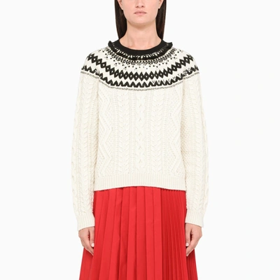 Valentino Foulard Archive Cable-knit Jumper In Ivory