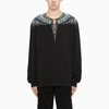 MARCELO BURLON COUNTY OF MILAN BLACK AND BLUE GRIZZLY WINGS CREWNECK SWEATSHIRT,CMBA009F21FLE003-J-MARCE-1040