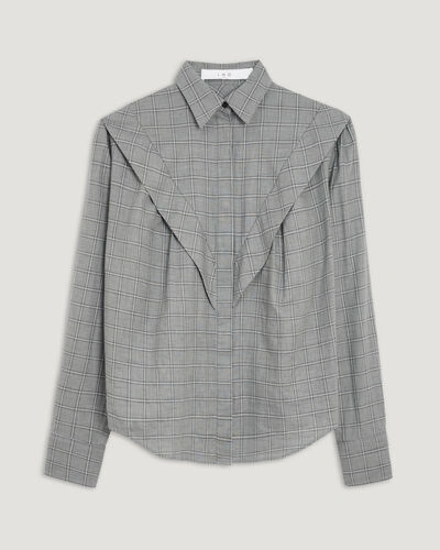 Iro Mevsim Front Plaid Button Up Shirt In Mixed Grey