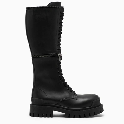Balenciaga Master Convertible Knee-high Leather Combat Boots In Nero