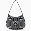 PRADA BLACK/WHITE JACQUARD KNITTED AND LEATHER CLEO BAG,1BC499OOO2DX1-J-PRADA-F02JQ