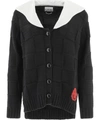 Ganni Smiley Motif Oversized Collar Cardigan In Black  