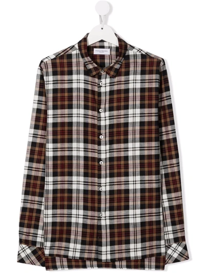Paolo Pecora Teen Check-print Cotton Shirt In Brown
