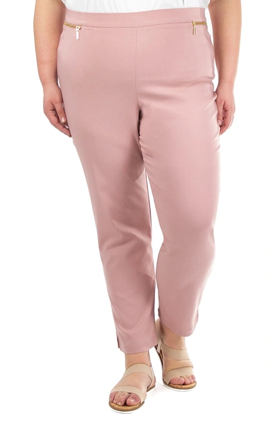 Nina Leonard Straight Leg Pull-on Pants In Rosewater