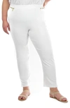 Nina Leonard Straight Leg Pull-on Pants In Ivory