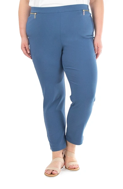 Nina Leonard Straight Leg Pull-on Pants In Bluemoon