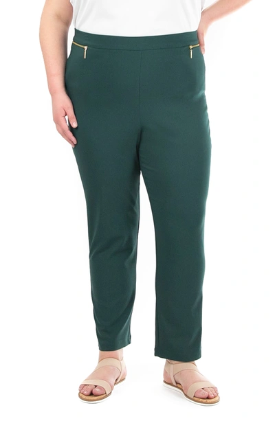 Nina Leonard Straight Leg Pull-on Pants In Spruce