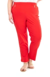 Nina Leonard Straight Leg Pull-on Pants In Cherry