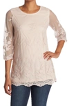 Forgotten Grace Forgotton Grace 3/4 Length Sleeve Lace Tunic In Blush