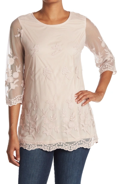 Forgotten Grace Forgotton Grace 3/4 Length Sleeve Lace Tunic In Blush