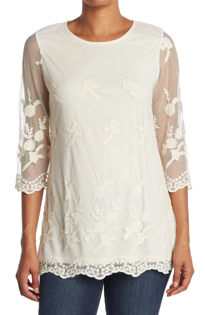 Forgotten Grace Forgotton Grace 3/4 Length Sleeve Lace Tunic In Natural