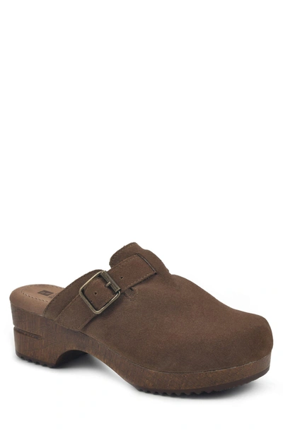 White Mountain Behold Suede Platform Clog In Chestnut/suede