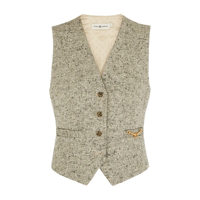 Tory Burch Grey Flecked Linen-blend Waistcoat
