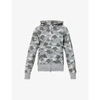 A Bathing Ape Mens Gray Camouflage-patterned Logo-print Cotton-jersey Hoody L