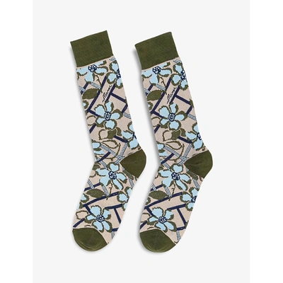 Marni Womens Biscuit Floral-print Cotton-blend Socks S