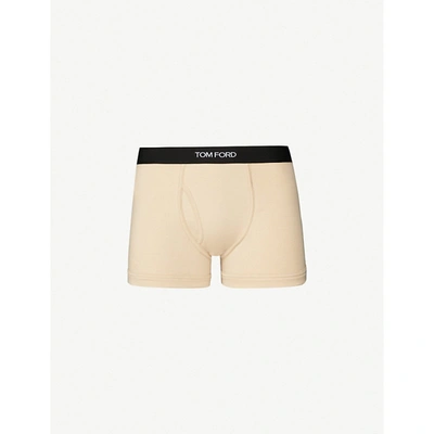 Tom Ford Logo-embroidered Cotton-blend Jersey Boxers In Nude 1